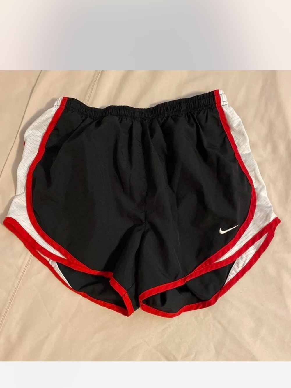 Nike Women’s Black Shorts with Red Trim and White Panels Sz S